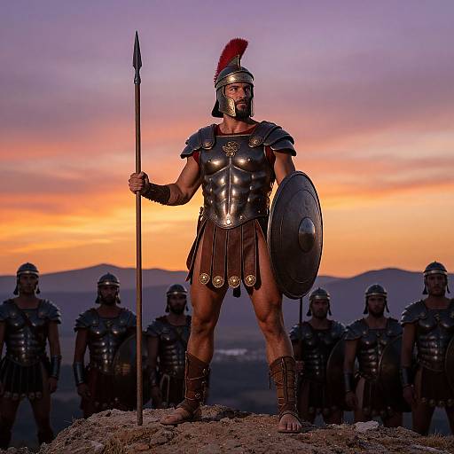 Roman Warrior at Sunset on Rocky Outcrop
