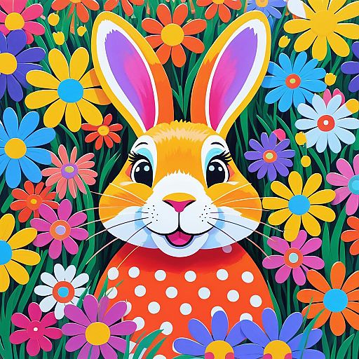 Vibrant Rabbit Portrait in Pop Art Style Vibrant Rabbit Portrait in Pop Art Style