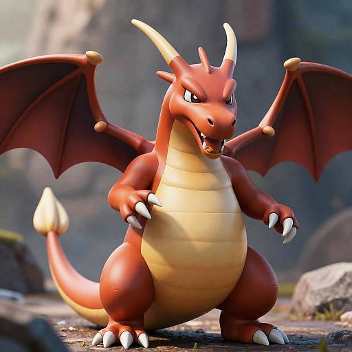 Realistic Crimson Dragon Holding Food