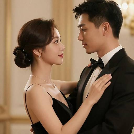 Cinematic Ballroom Dance Romance in Gold