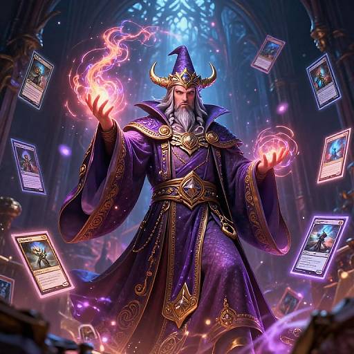 Mystical MTG Wizard Casting Spells