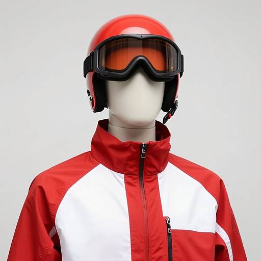 Mannequin in Red Jacket and Helmet
