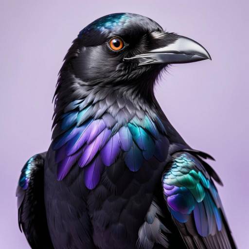 Regal Crow with Glossy Iridescent Feathers Regal Crow with Glossy Iridescent Feathers