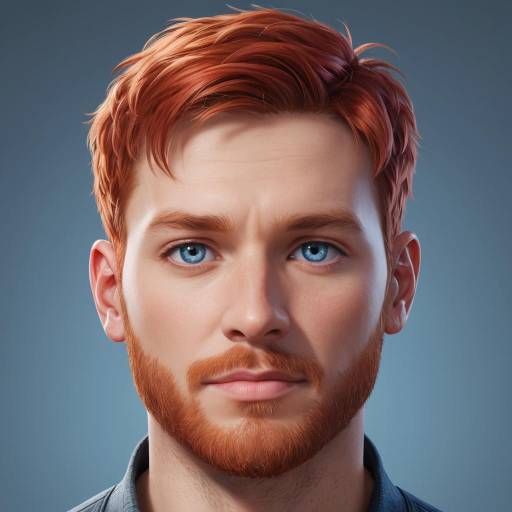 Portrait of Young Red-Haired Man with Blue Eyes