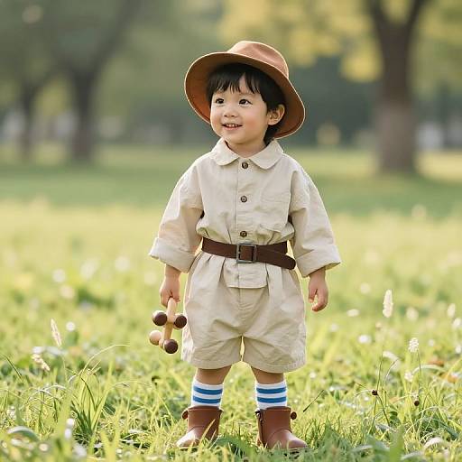 Curious Boy in Sunny Meadow