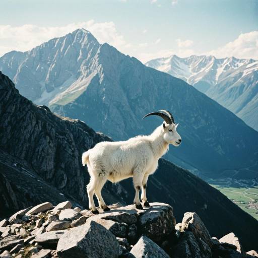 Mountain Goat on Rocky Alpine Ridge Mountain Goat on Rocky Alpine Ridge