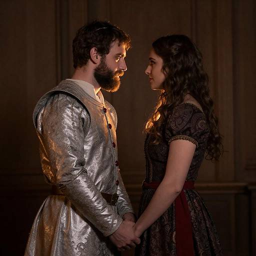 Intimate Medieval Couple in Warm Glow