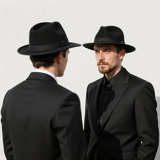 Sunlit Confrontation: Men in Black Suits