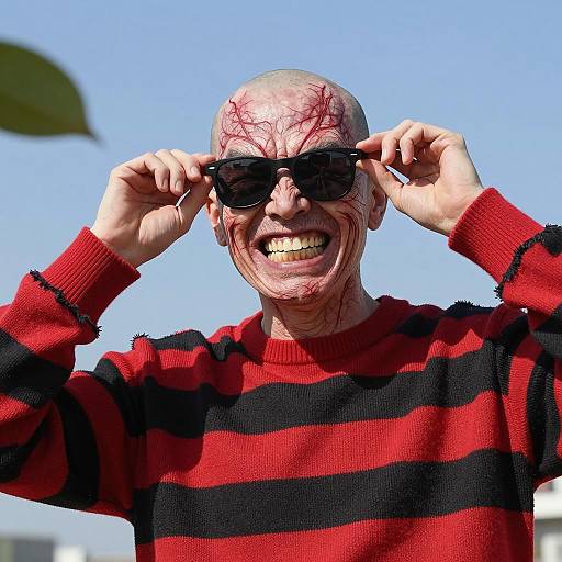 Person with Monstrous Face and Sunglasses