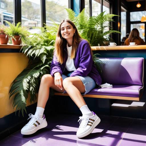 Sunlit Café Serenity with Platform Sneakers