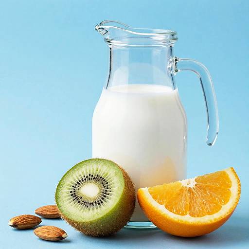 Vivid Glass Jug with Fruit and Almonds