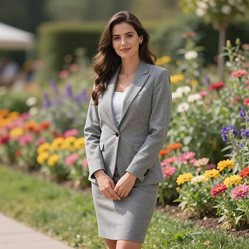 Elegant Woman in Flower Garden Setting