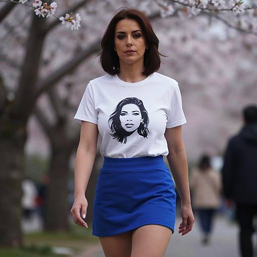 Cinematic Athletic Woman in Cherry Blossoms