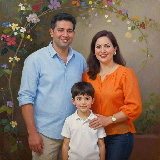 Handmade Oil Painting of Family Portrait