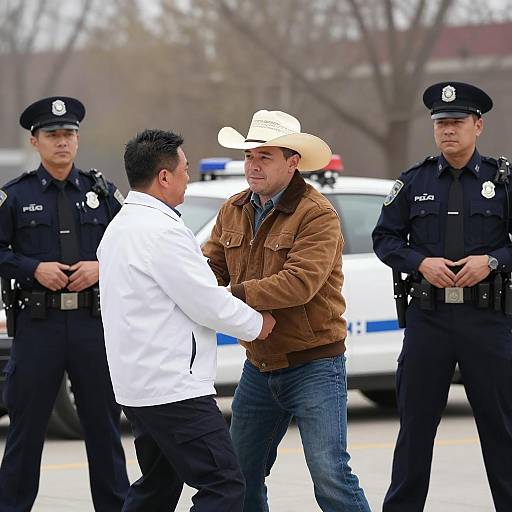 Confrontation at the Police Car Scene