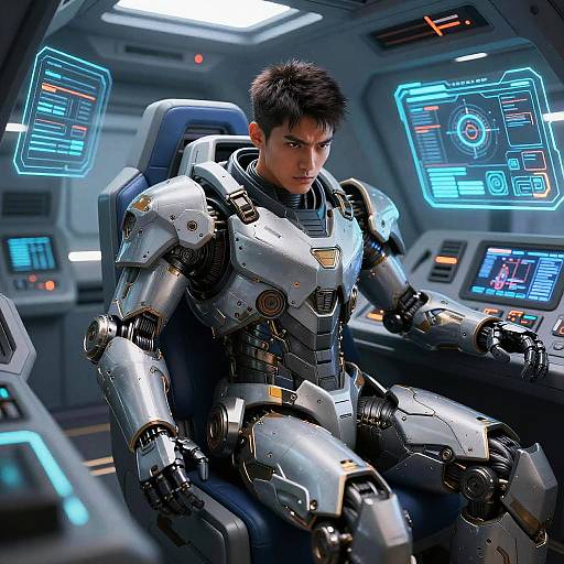 Futuristic Mech Suit Cockpit Pilot