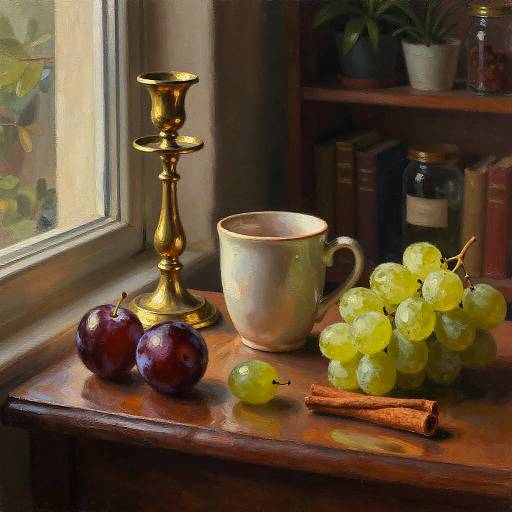 Chiaroscuro Still Life by Library Window