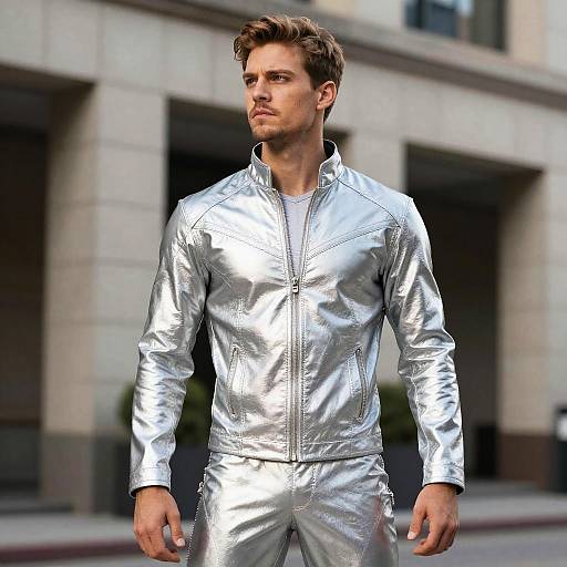 Man in Quicksilver Silver Jacket Costume