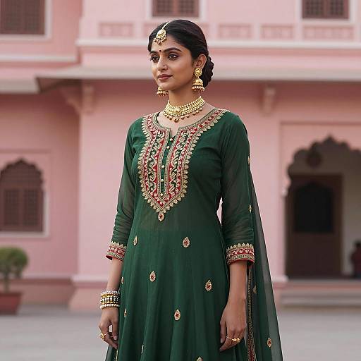Indian Woman in Green Traditional Salwar Kameez