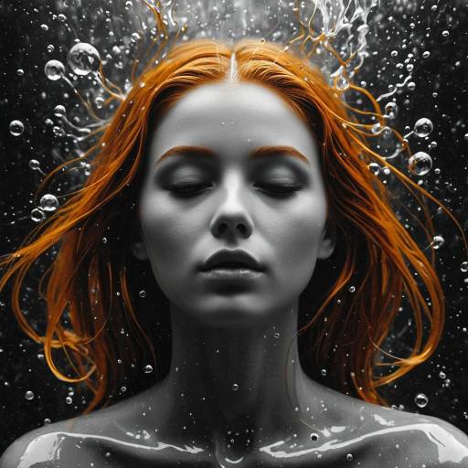 Surreal Portrait of Woman with Amber Hair Underwater