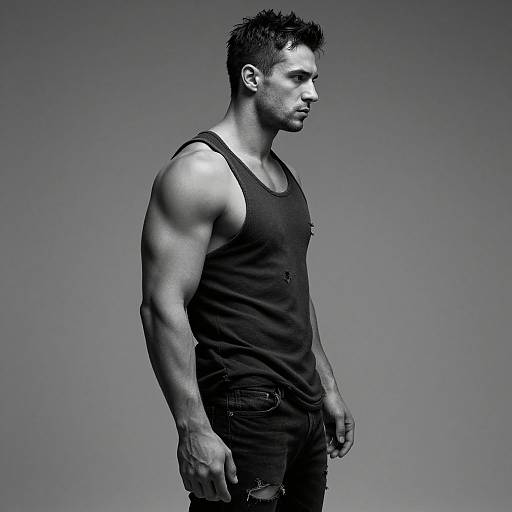 Hyperrealistic Muscular Man Profile