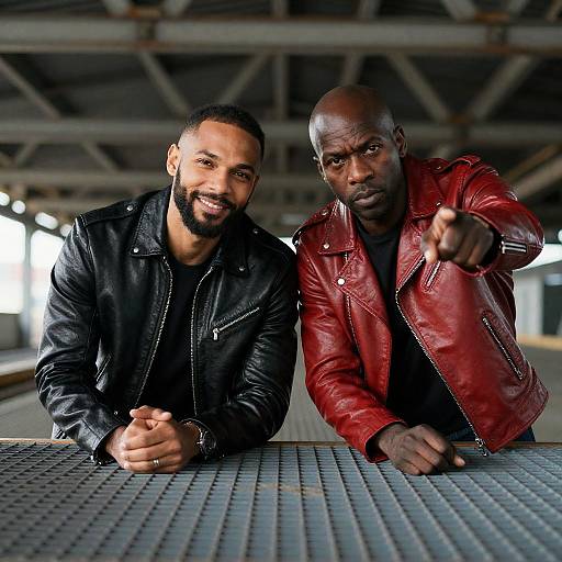 Two Men in Stylish Leather Jackets