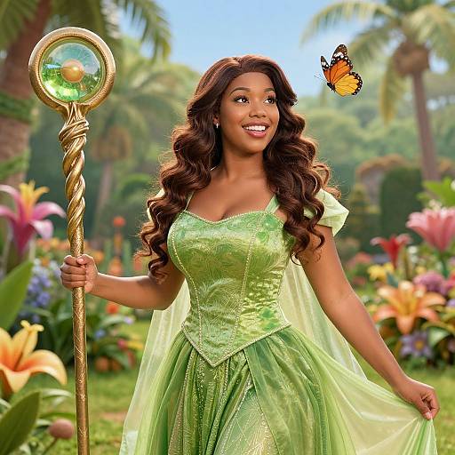 Photorealistic Portrait of Tiana in Garden