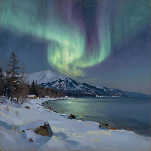 Canadian Impressionist Winter Night Landscape