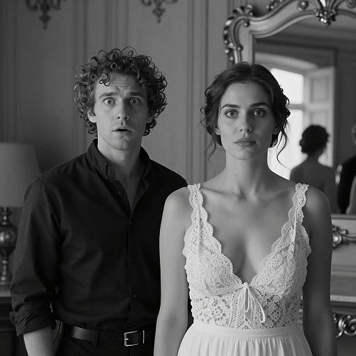 Elegant Couple in Ornate Black and White