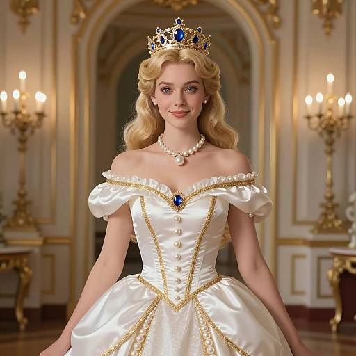 Elegant Princess Pearl Costume Illustration