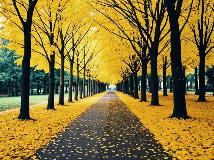 Charming Autumn Pathway Wallpaper