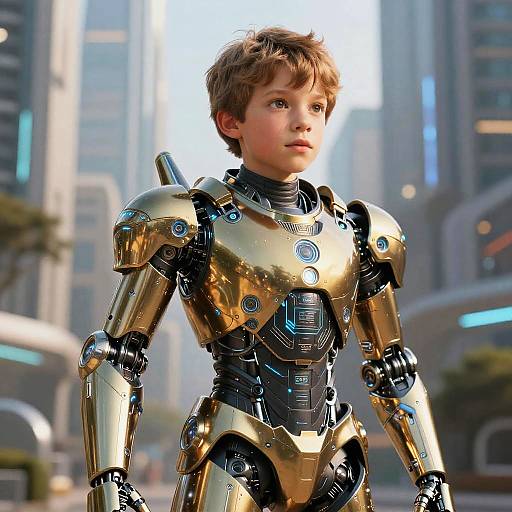 Young Explorer in Titanium Android Armor