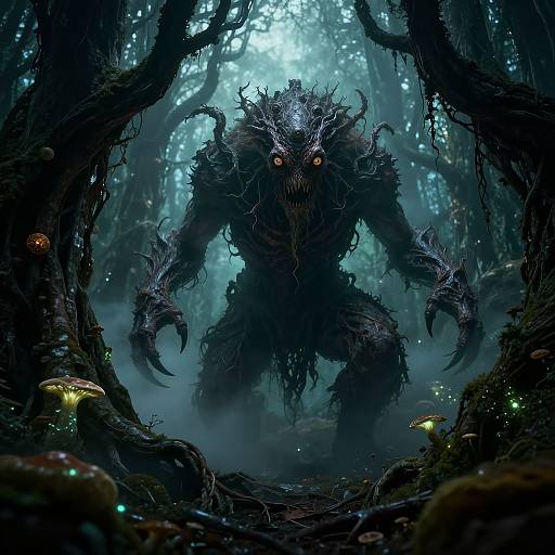 AI-Generated Monster in Haunted Forest