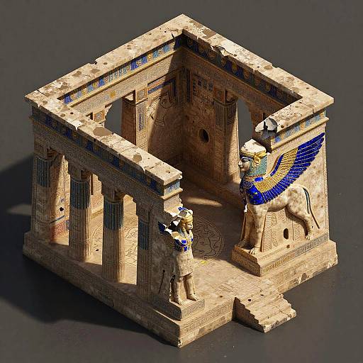 Isometric Ancient Persian Temple Shattered Guardian