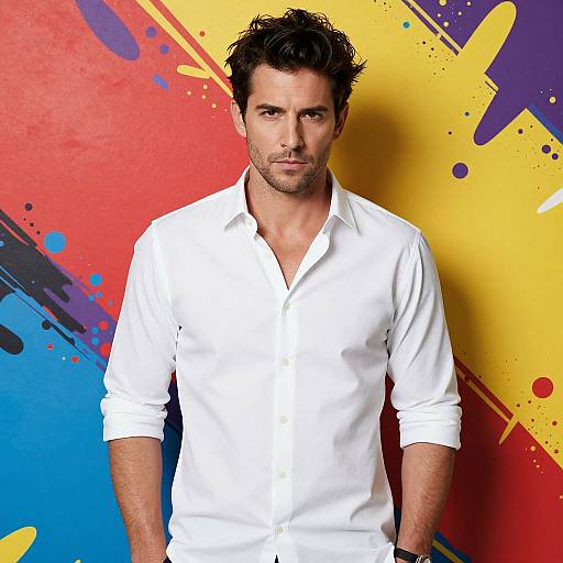 Confident Man Against Vibrant Pop-Art