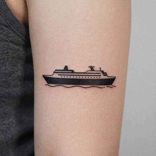 Minimalist Cruise Ship Tattoo Design