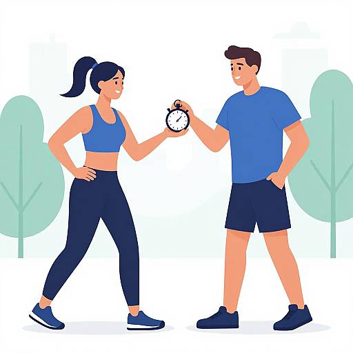 Happy Coaches with Stopwatch Illustration