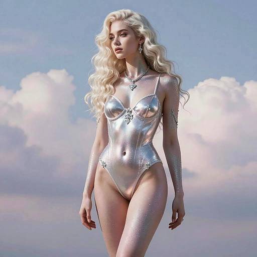 Ethereal Surrealist Blonde in Lingerie