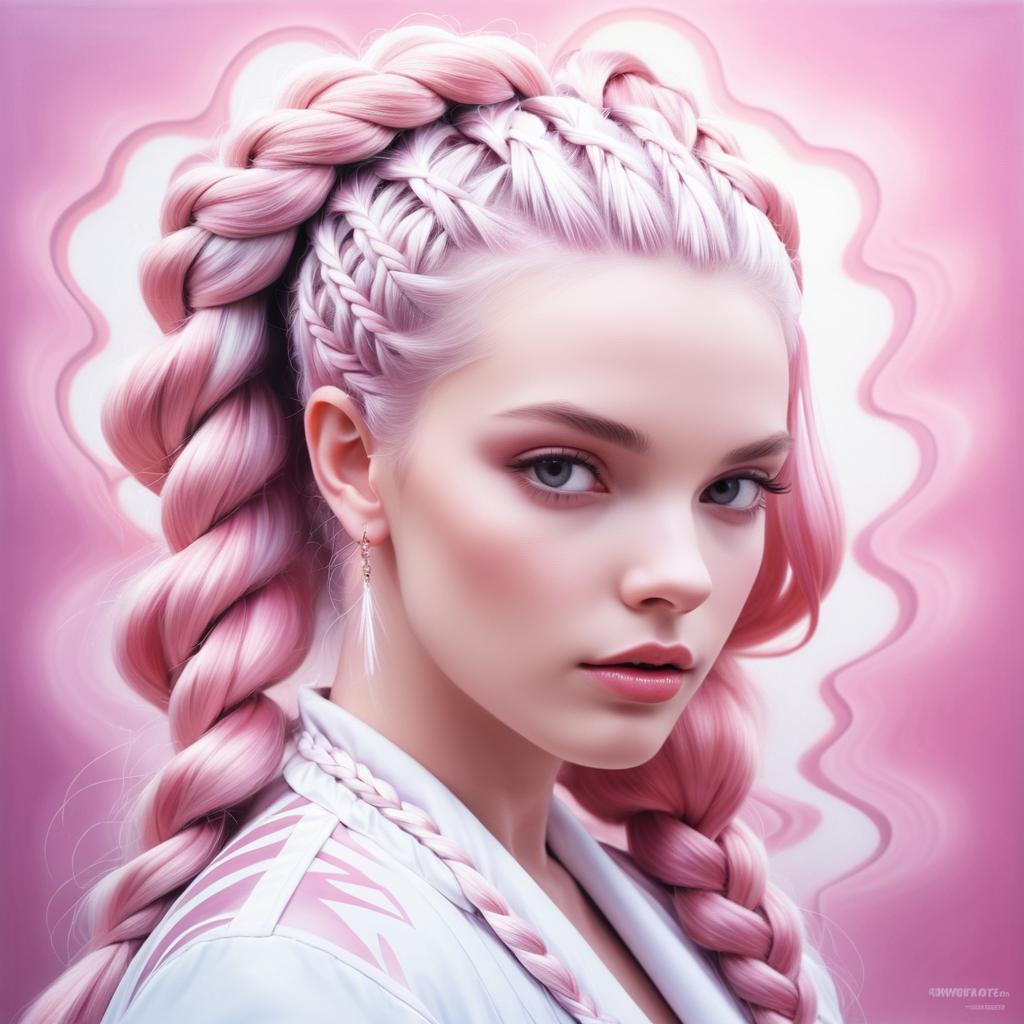 Surreal Airbrush Art of Braided Hair Woman