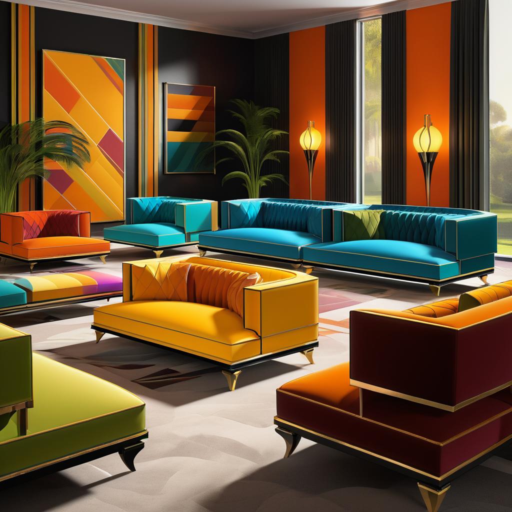 Elegant Art Deco Sofa Designs in Vivid Colors