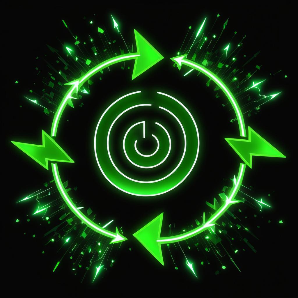 Vibrant Green Recycle Logo on Black