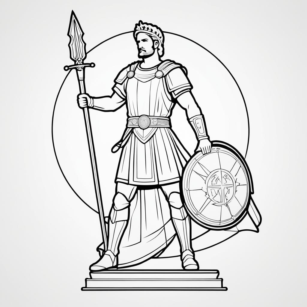 Stylized Outline of Roman God Mars