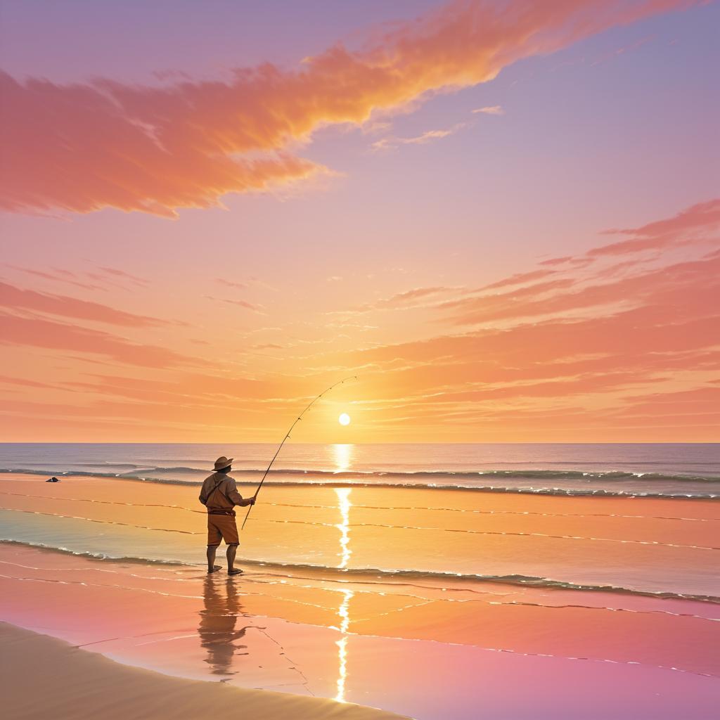 Tranquil Sunset Fishing at the Beach