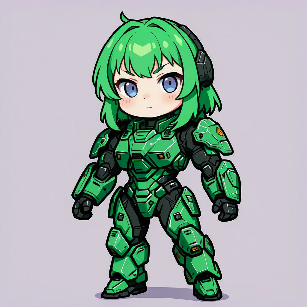 Chibi Warrior Girl in Battle Gear