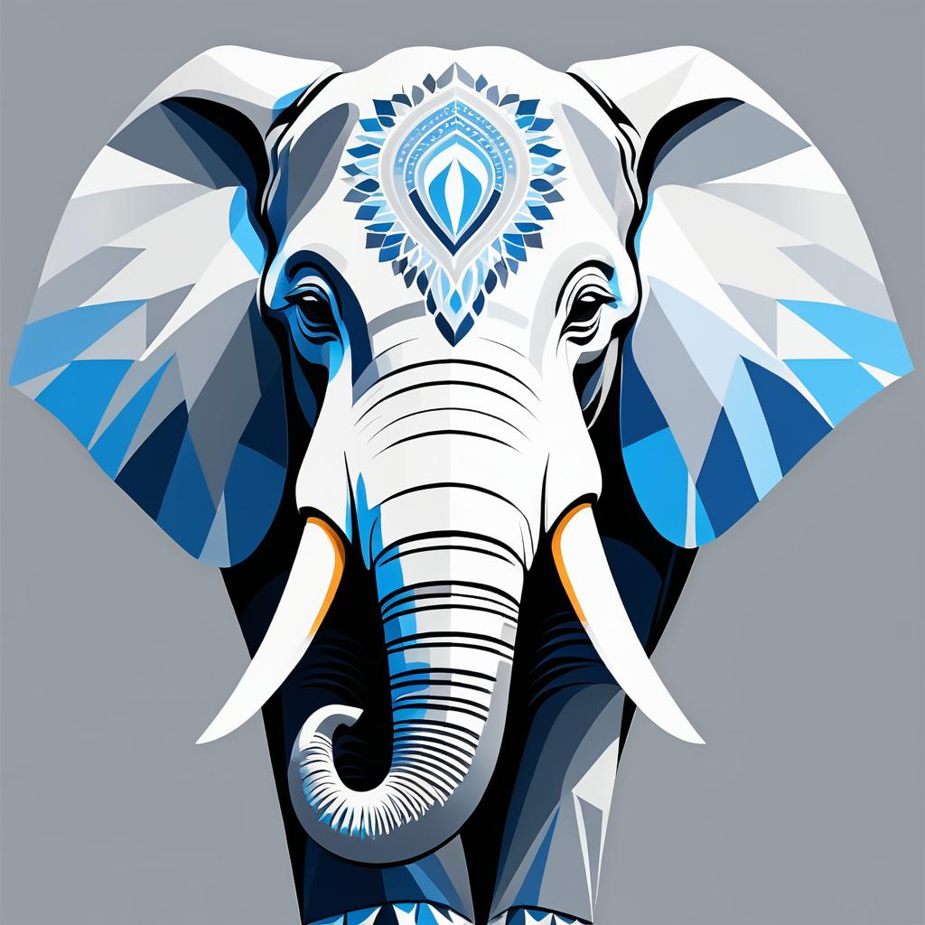 Stylized Elephant Portrait in Color