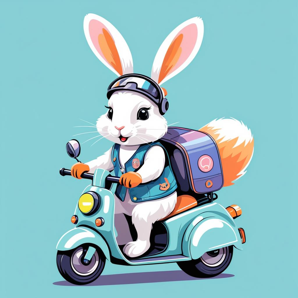 Playful Rabbit on Scooter Vector Design