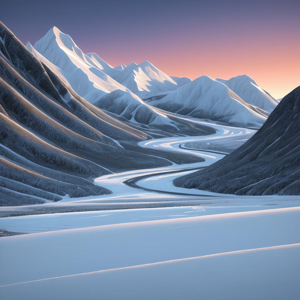 Twilight Glacial Valley with Smooth Ice