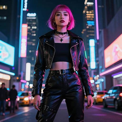 Neon Punk Cyberpunk City Fashion