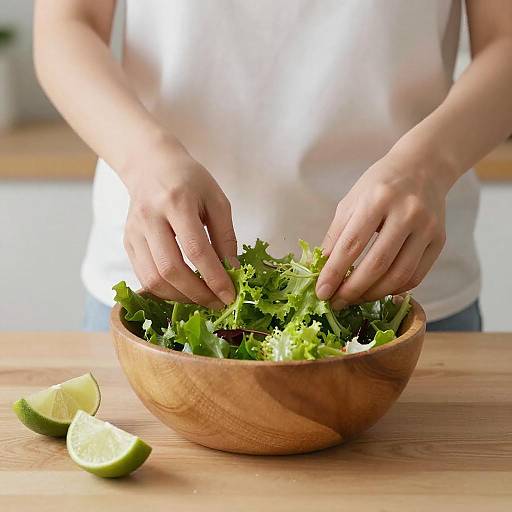 Preparing Fresh Green Salad with Lime