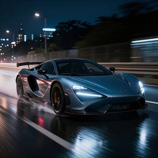 Photorealistic Sports Car Speeding at Night
